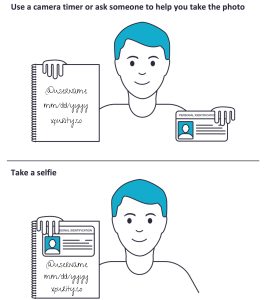 Self-photo with verification sheet example